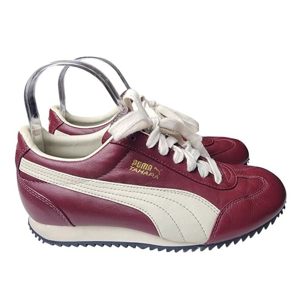 Puma Retro Tahara Lace Up Low Top Training Sneakers Burgundy Leather 5 - Picture 1 of 13